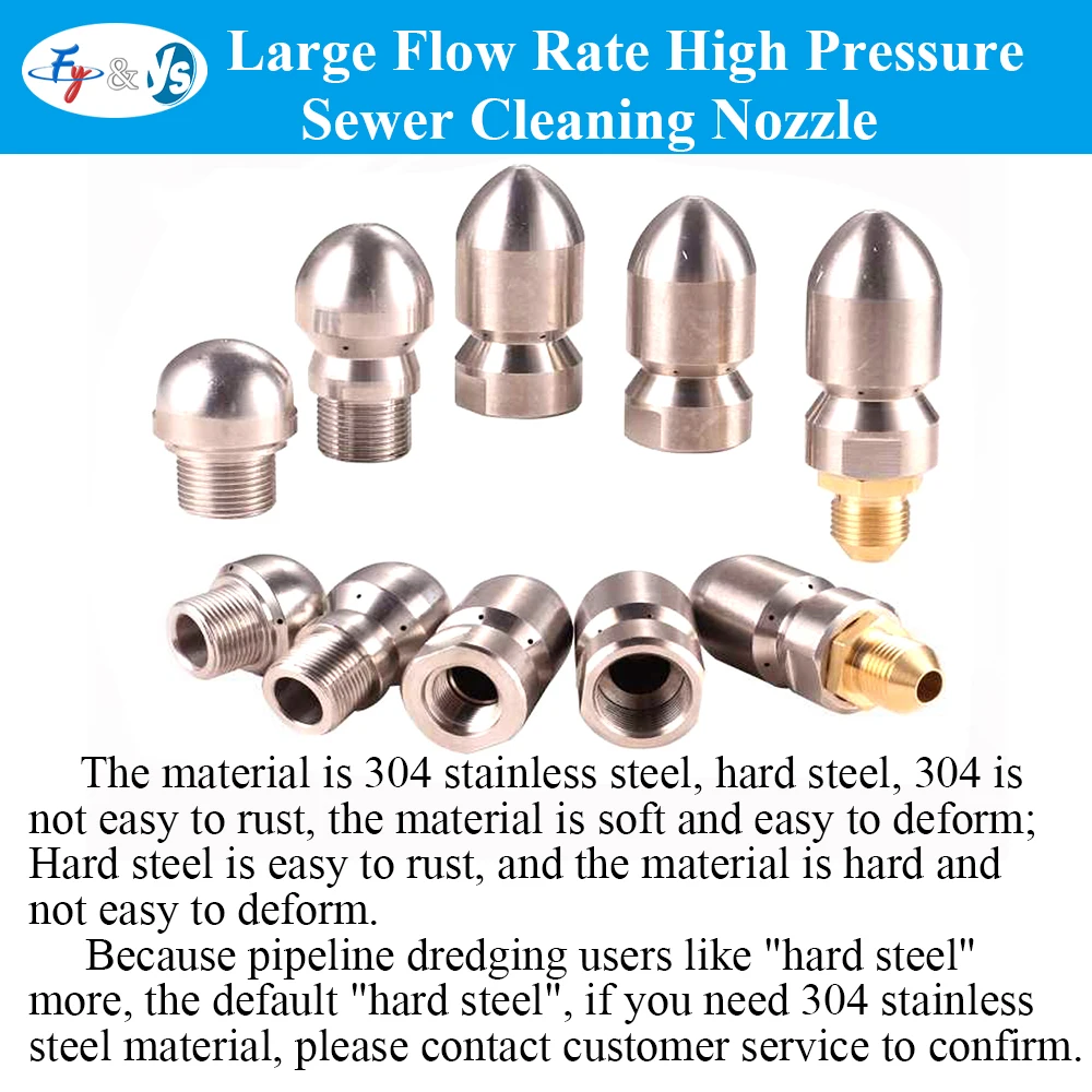 Rotating Nozzle High Pressure Nozzle Unclogging Gun Head  High-pressure Cleaning Accessories For Sewage Suction Vehicles