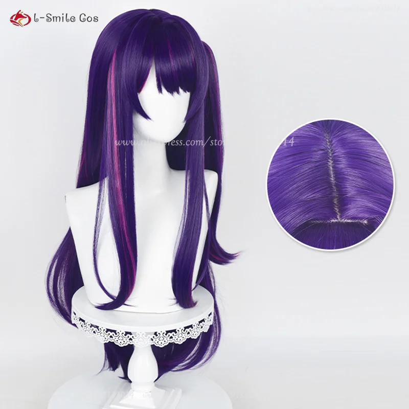 Anime Hosh37Ai Cosplay Perruque pour Femme, Cheveux Synthétiques, Reflets Violets Rose, Perruques Anime Cosplay, Degré de Chaleur, 80cm