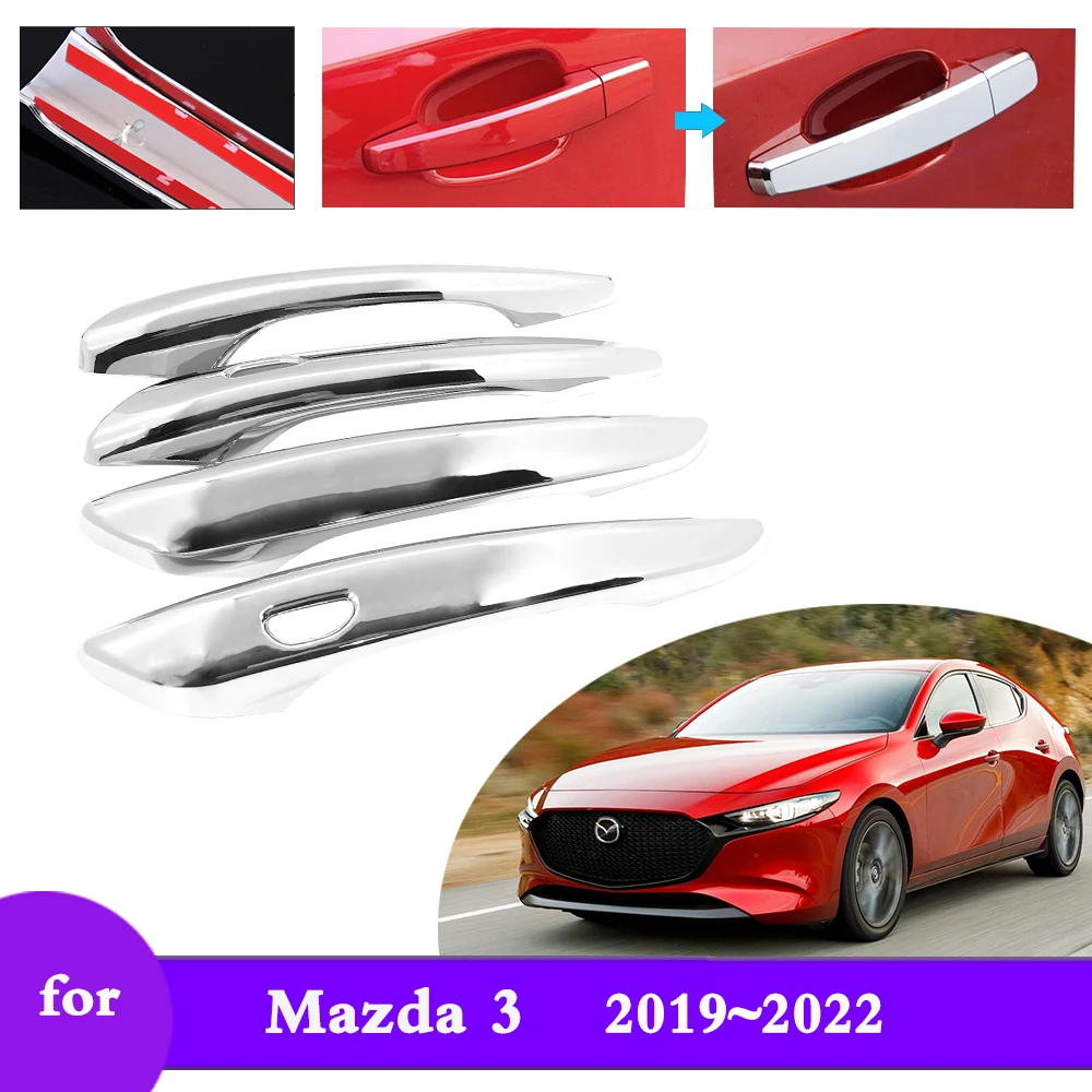 

Хромированная крышка умной дверной ручки для Mazda 3 4-го поколения BP 2019 2020 2021 2022, внешняя защитная пленка для автомобиля, аксессуары, наклейки, отделка
