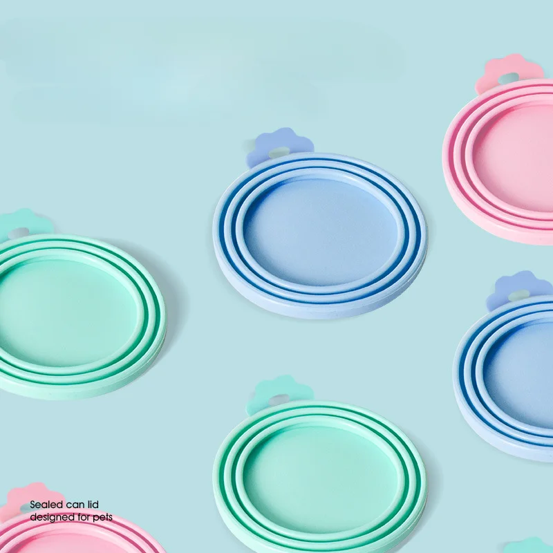 Tampa de lata para animais de estimação, silicone fresco, gato e cachorro, tampa de vedação universal ajustável + colher, ferramenta de armazenamento de alimentos