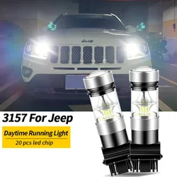 2pcs LED Daytime Running Light DRL Bulb Lamp Canbus No Error 3157 P27/7W T25 For Jeep Compass 2011-2016 Grand Cherokee 2011-2013