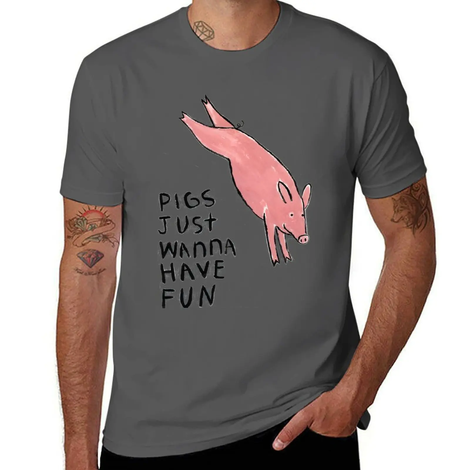 

Свиньи просто хочет весело # 2 футболки с принтами, забавные футболки с темным юмором, футболка