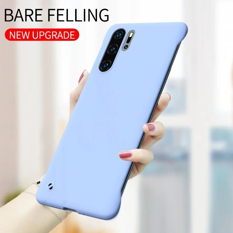 Slim Hard Plastic Frameless Phone Case For Huawei P60 Art P50 P40 P30 Mate 60 50 40 30 Pro Candy Color Matte Back Cover T03