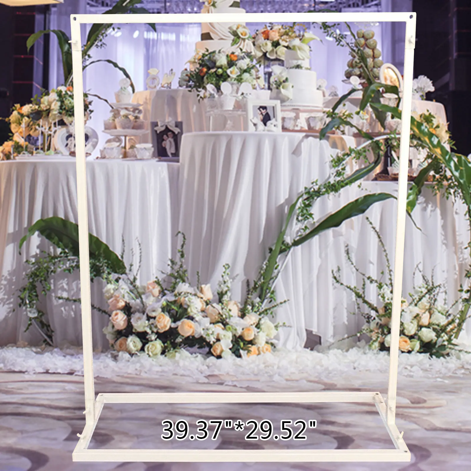 1m*0.75m Metal Wedding Welcome Sign Arch Stand Advertising Shelf Rack Billboard (White)