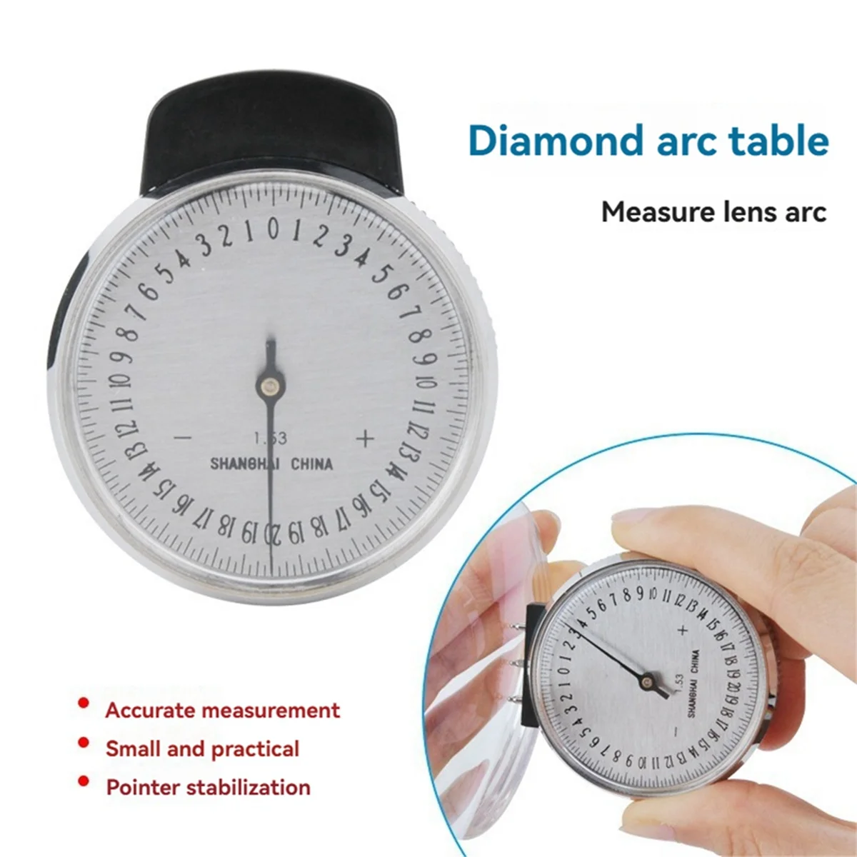 A04R-Optical Lens Clock Base Curve Measurement Radian Meter Gauge Measure Presbyopia Meter Range: +/-20 Index: 1.53