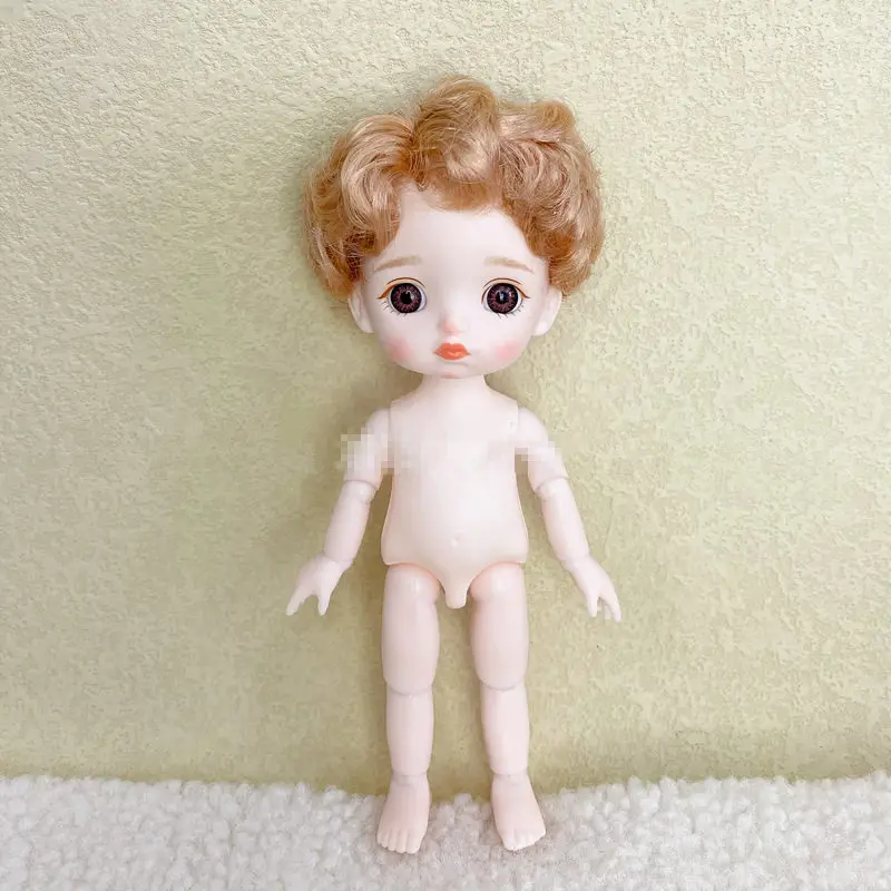 New 1/8 Bjd Male Doll with Gold Curly Hair 16cm Boy Doll  Makeup Dress Up Toys for Girl Gifts