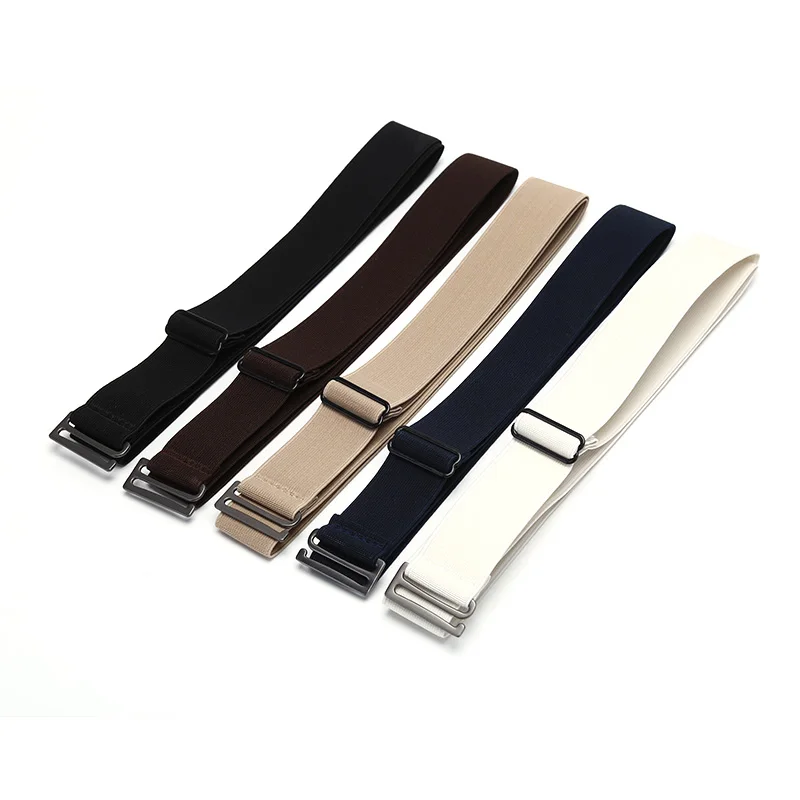 1PCS Fashion Canvas Invisible Belt Buckle Plastic Elastic Belt Women Men Adjustable Belt