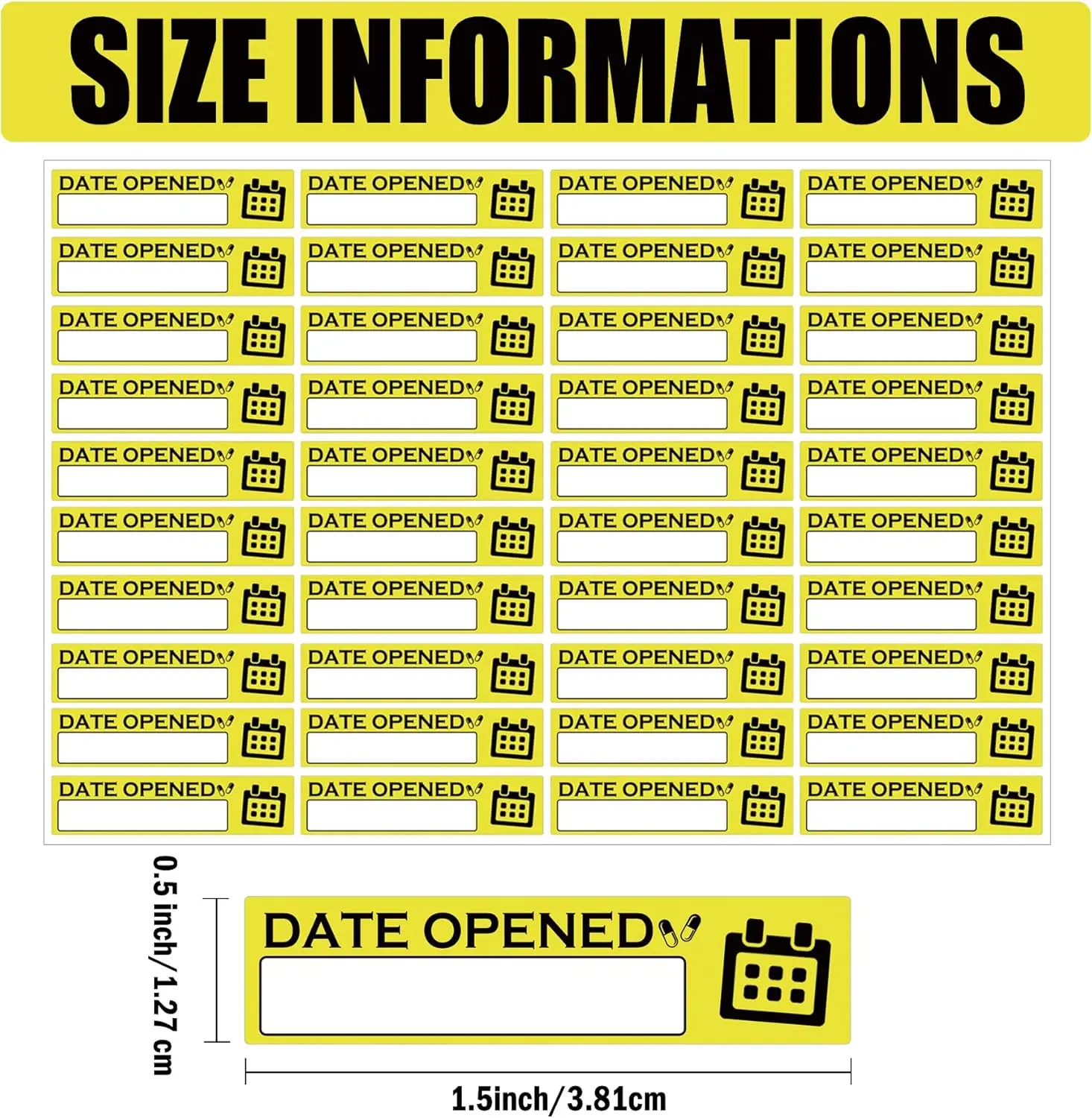 1.5x0.5 بوصة تاريخ الفتح تاريخ انتهاء الصلاحية ملصقات الأدوية تعليمات الصيدلة تاريخ انتهاء الصلاحية التسمية مكتبة الأدوية 1000 قطعة