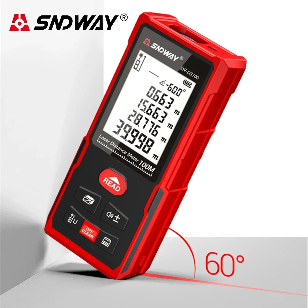 SNDWAY Laser Distance Meter Digital Rangefinder with Distance Area Volume Self-calibration Professional Laser Tape Measure Meter