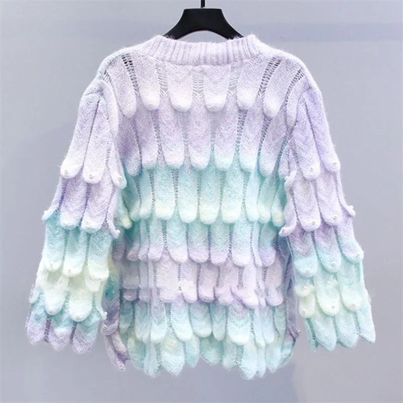 2024 New Cardigan Sweater Spring Autumn Women Loose V-Neck Single-Breasted Knitwear Fashion Stereoscopic Petals Tops Female