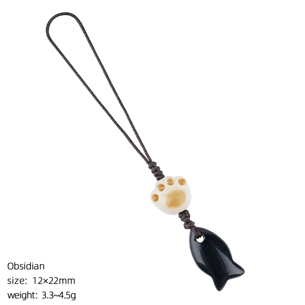 Natural Crystal Amethysts Fish Pendant Keychain Bag Accessory