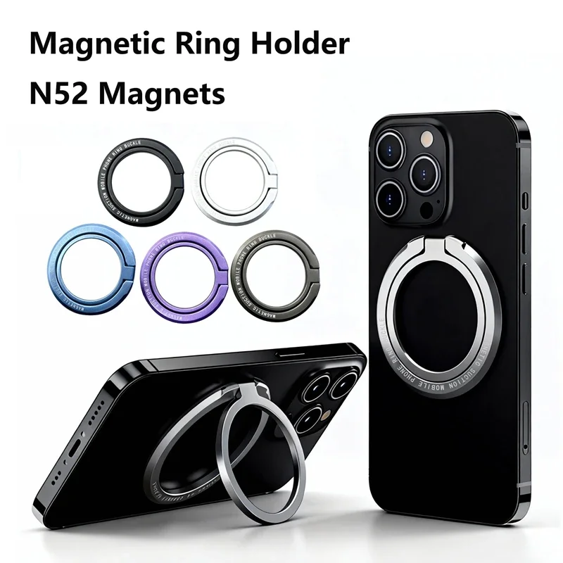 

Magnetic Cell Phone Ring Holder Mobile Phone Bracket Removable Cell Phone Grip Kickstand For iPhone MagSafe Samsung Xiaomi New
