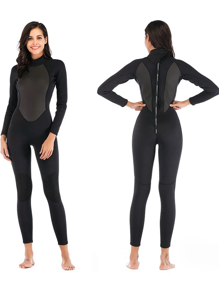 Sbart New 3MM Surf Wetsuit Women's One-piece Thickened Warm Free Diving Winter Wetsuit Aquatic Sportswear