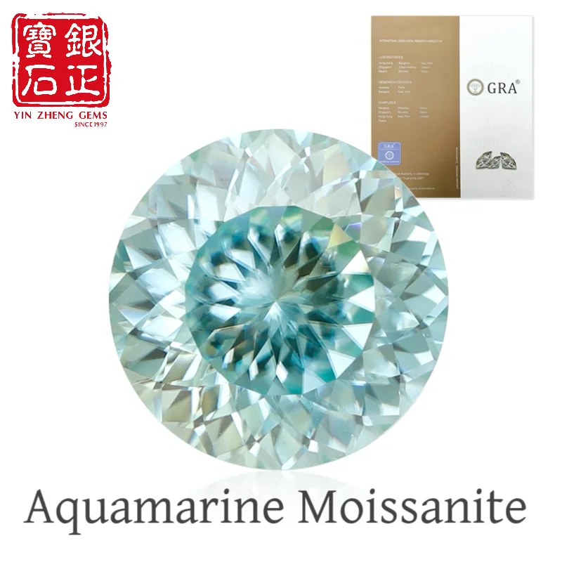 Diamantes moissanita de Aguamarina de grado YinZheng 6A, corte de cien facetas, proporciona piedra moissanita certificada GRA para hacer joyería