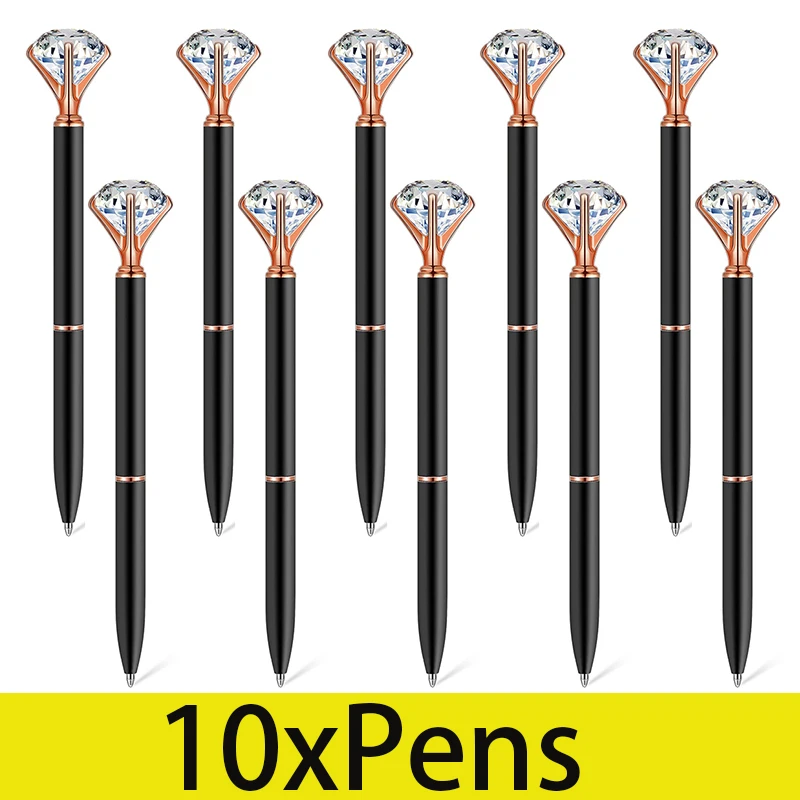 

10Pcs Diamond Ballpoint Pens Crystal Metal Neutral Pens