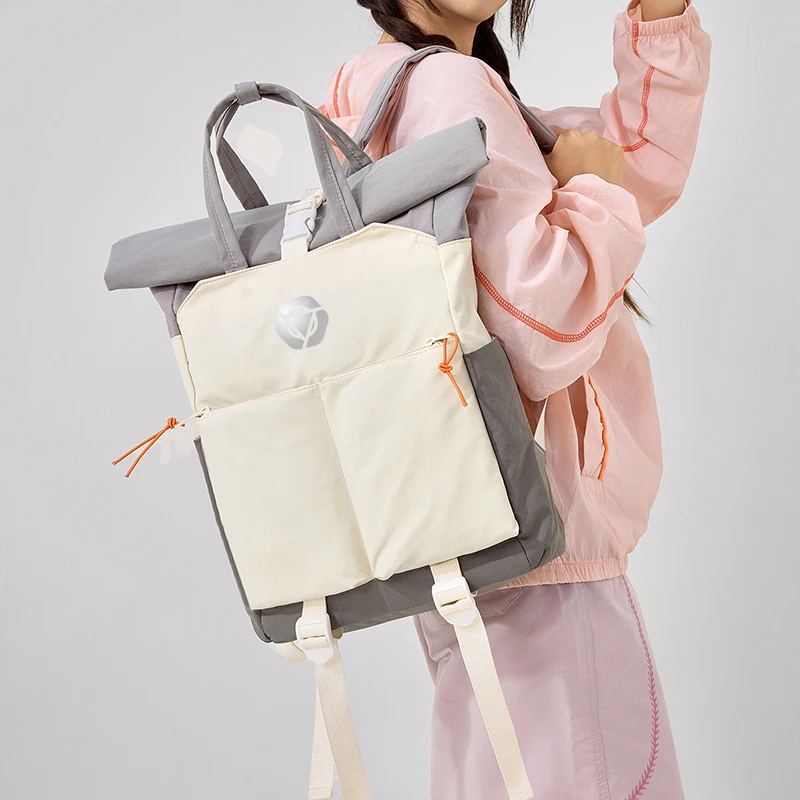 Women's casual versatile backpack, large capacity, suitable for middle and high school students, short-trip travel bag, canvas college student backpack