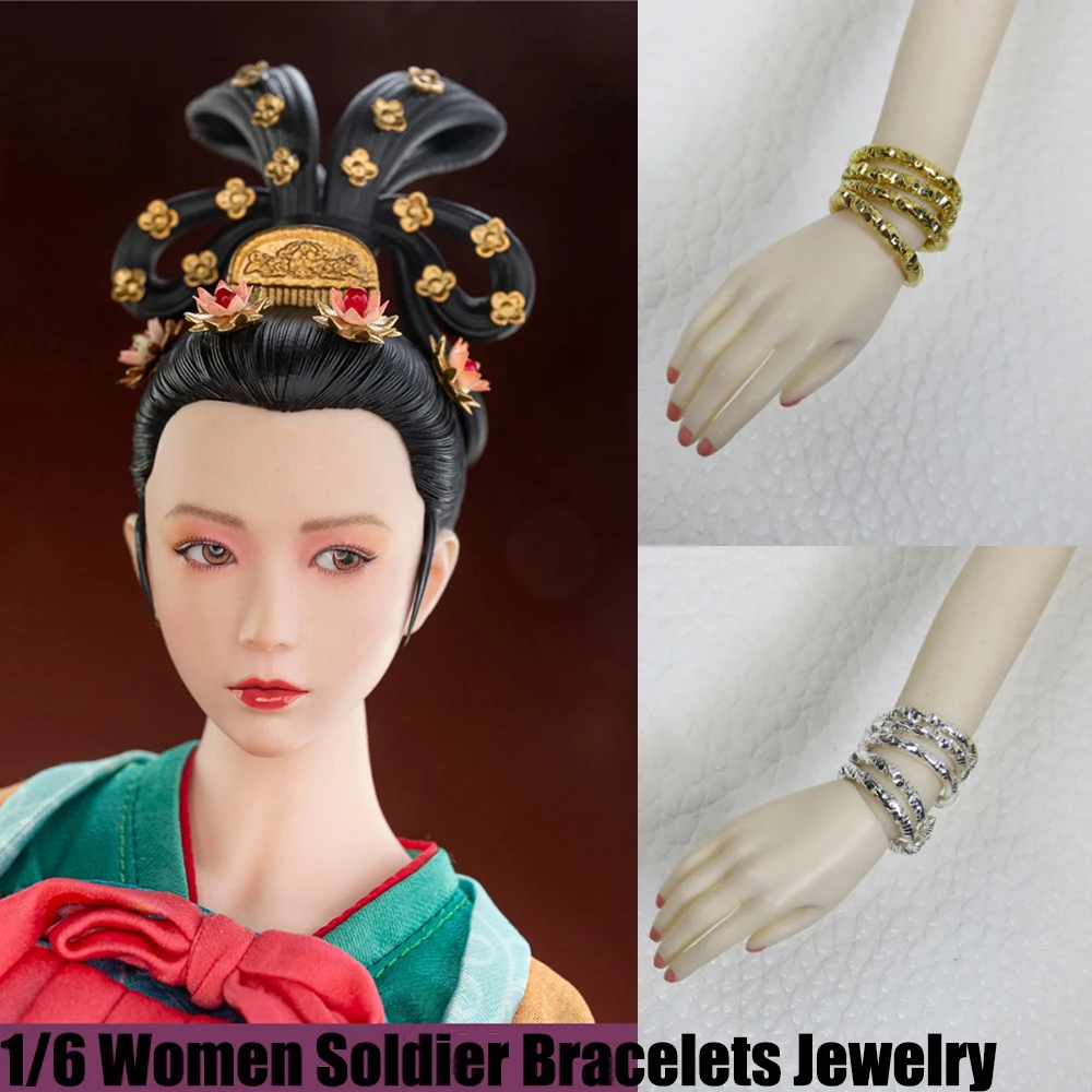 1/6 Scale Dolls Barbie Bracelets Wristband Charm Shiny Alloy Jewelry Gold Sliver Accessories For 12'' Soldier Action Figure