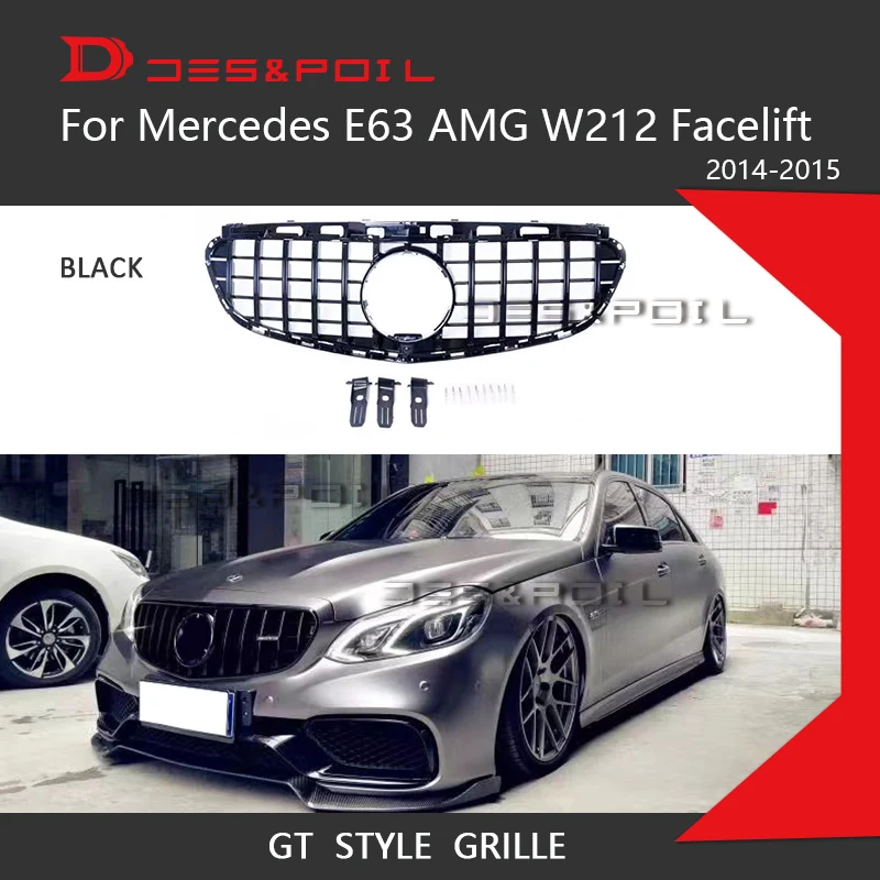 

For Real E63 E63S AMG Only W212 Facelift GT Panamericana Grille For Mercedes Sedan Wagon Front Bumper Grid 2014 2015