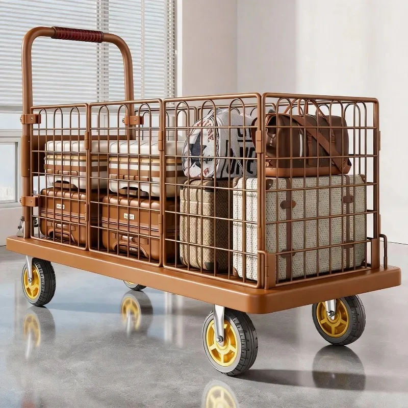 Fence trolley, foldable silent wheel pick-up courier artifact, household portable luggage shopping flatbed truck