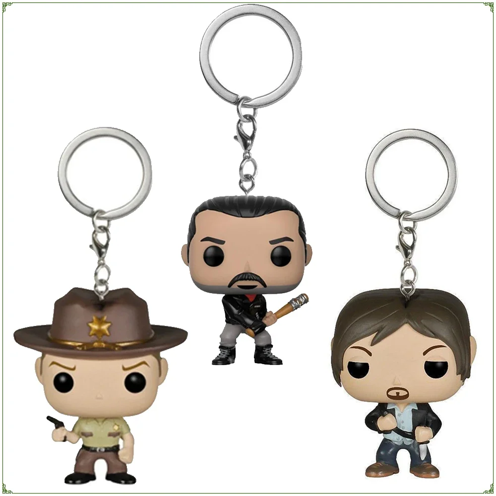 

FUNKO Pocket Keychain The Walking Dead TV Play Q-version Character Darryl Sheriff Rick Nigen Keychain Pendant Ornament Gift