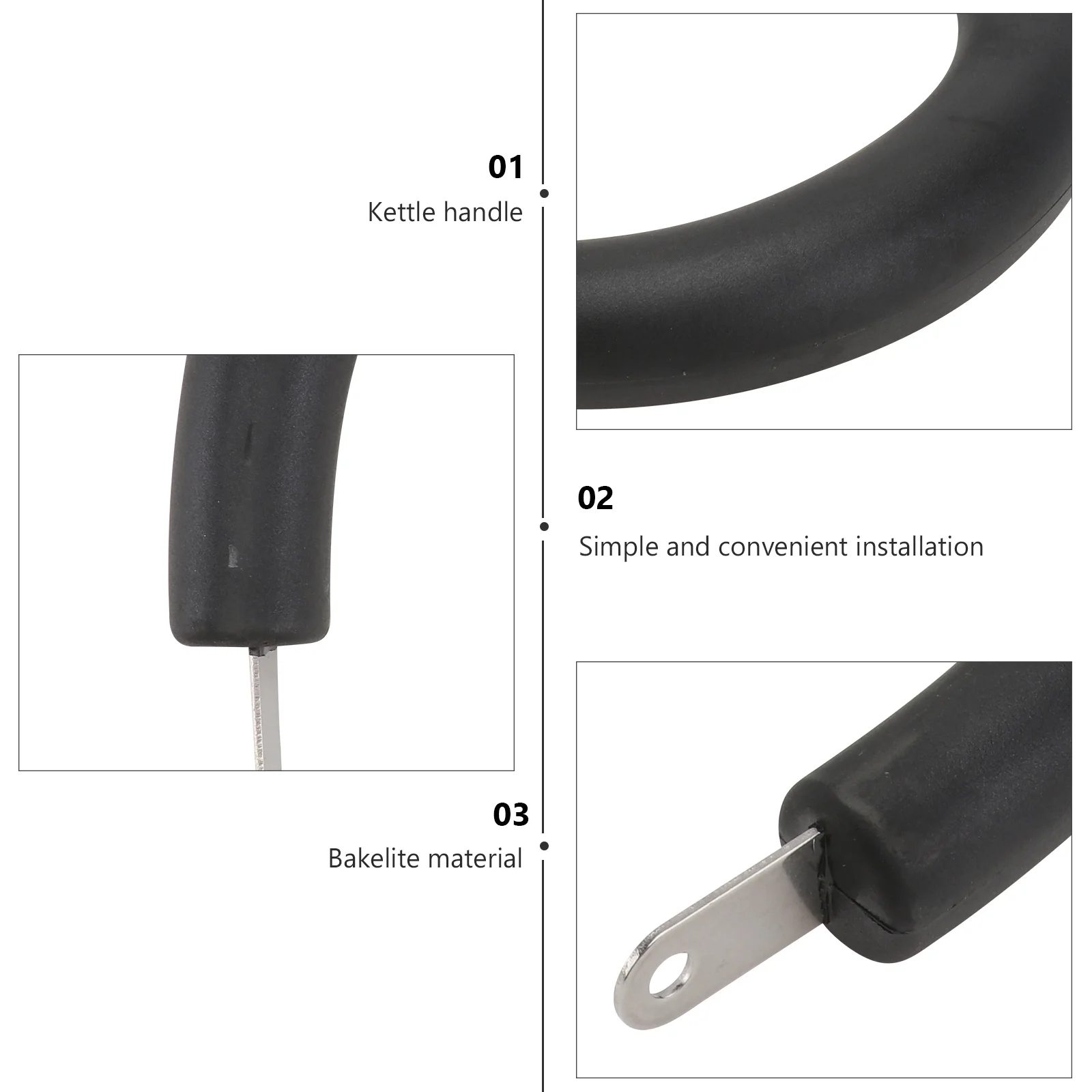 

3pcs Water Handle Black Simple Replacement Knob For Teakettle Easy Install Heat Resistant Kettle Accessory Boil Water Use