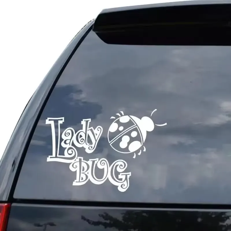 15 * 10.3CM Cute Ladybug Shaped Die Cutting Design Small Animal Car Window Bumper Motorcycle Decoration Vinyl Car Stickers