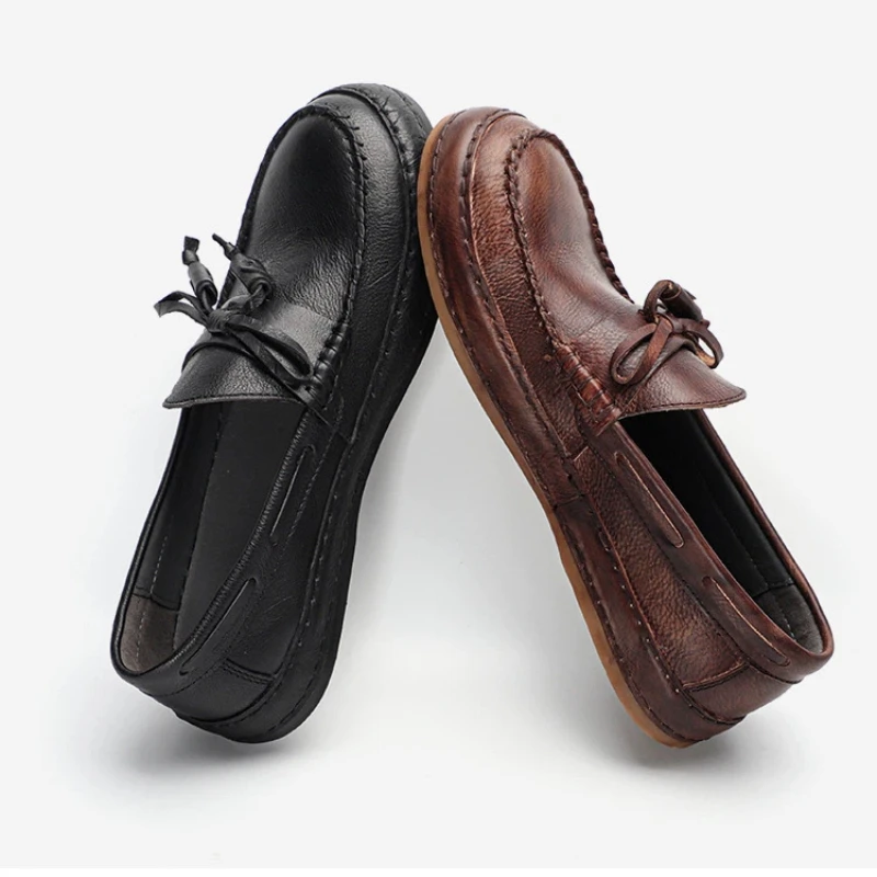 Men's Slip-On Loafer Genuine Leather Driving Shoes Casual Business Comfy Rubber Sole Flats for Men All-Season Work Daily Commute