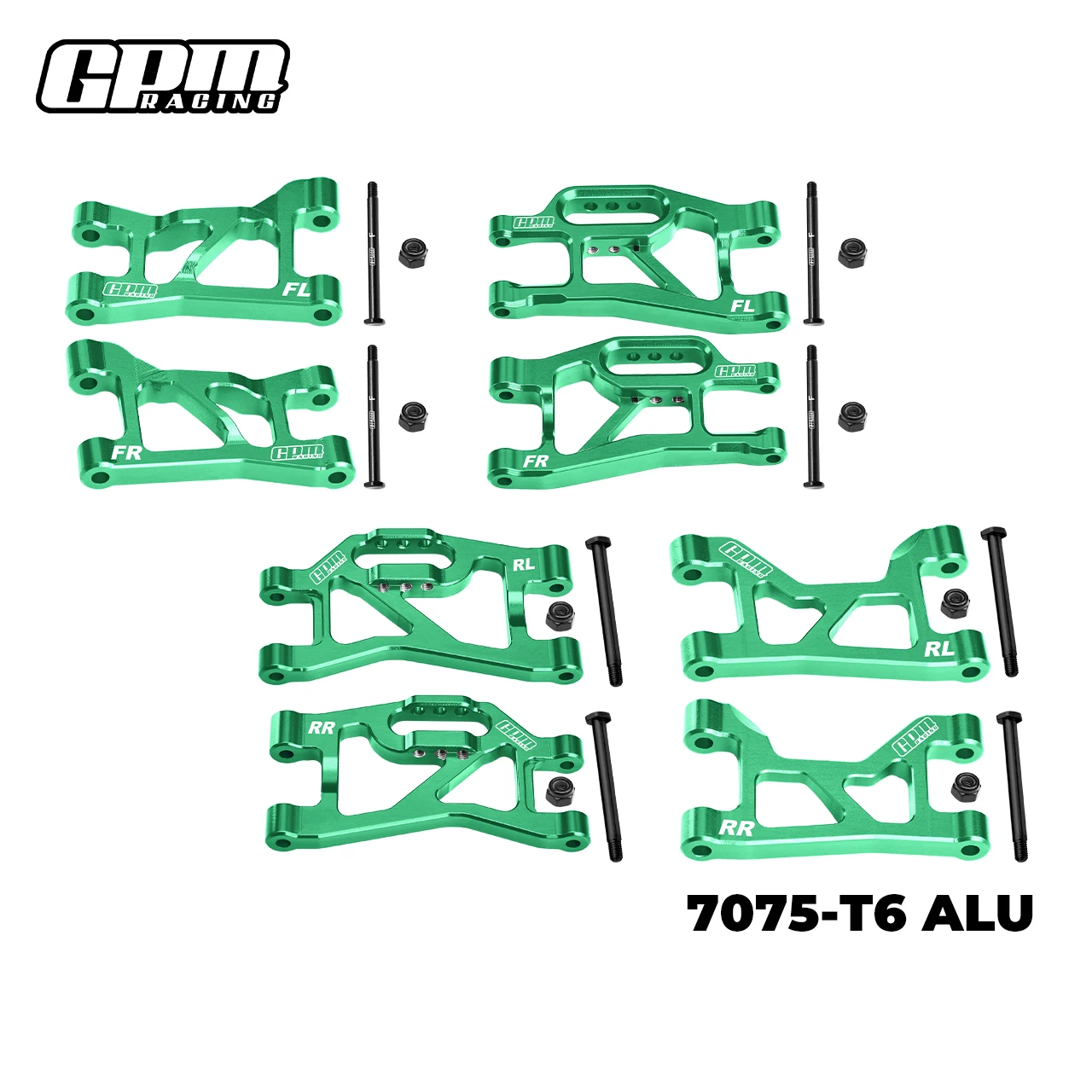 GPM 7075-T6 أذرع تعليق أمامية + خلفية (علوية وسفلية) لـ TRAXXAS MINI SLASH 4X4-108164-1
