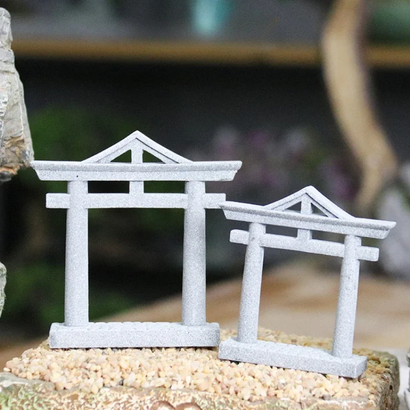 

1pc Aquarium Decor Japanese Torii Gate Miniature Ornament Fish Tank Garden Shrine Shinto Landscape Sandstone Micro Decoration