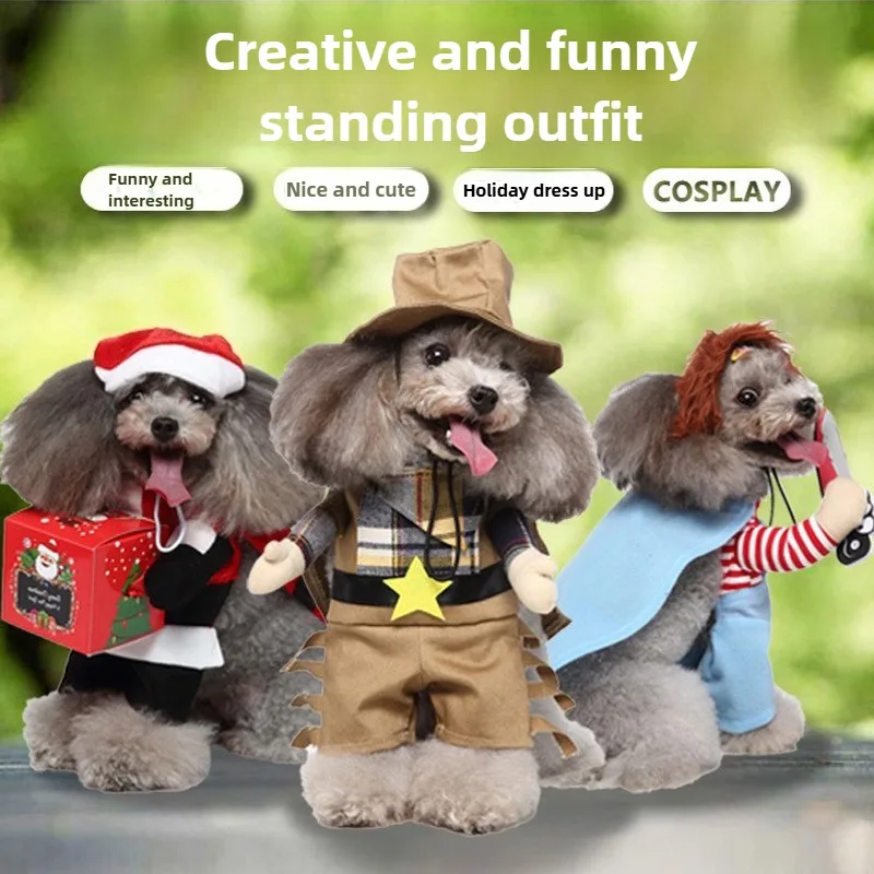 

Pet clothes clothes Funny small and medium-sized dogs Funny standing transformation cat and dog clothes