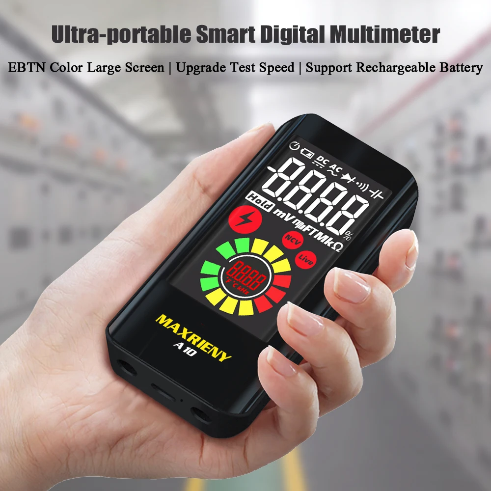 MAXRIENY Smart Digital Multimeter A10 True RMS EBTN Farbdisplay DC AC Spannung Kapazität Ohm Diode NCV Hz Live Wire Tester – Detail 3
