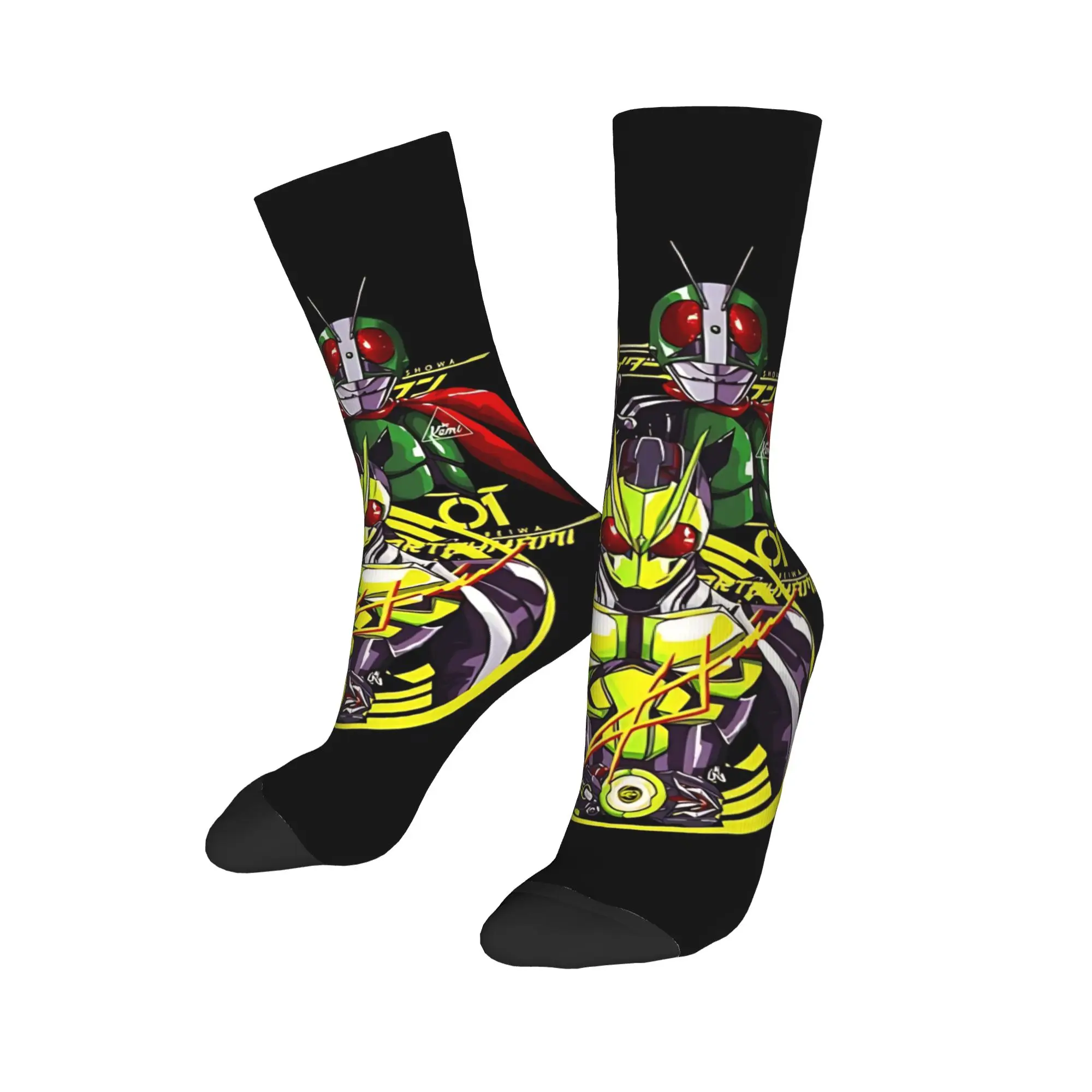 Funny Sock Bandai Kamen Rider RIDER GENERATIONS  Vintage Quality Pattern Printed Men Crew Socks Novelty Men's Socks