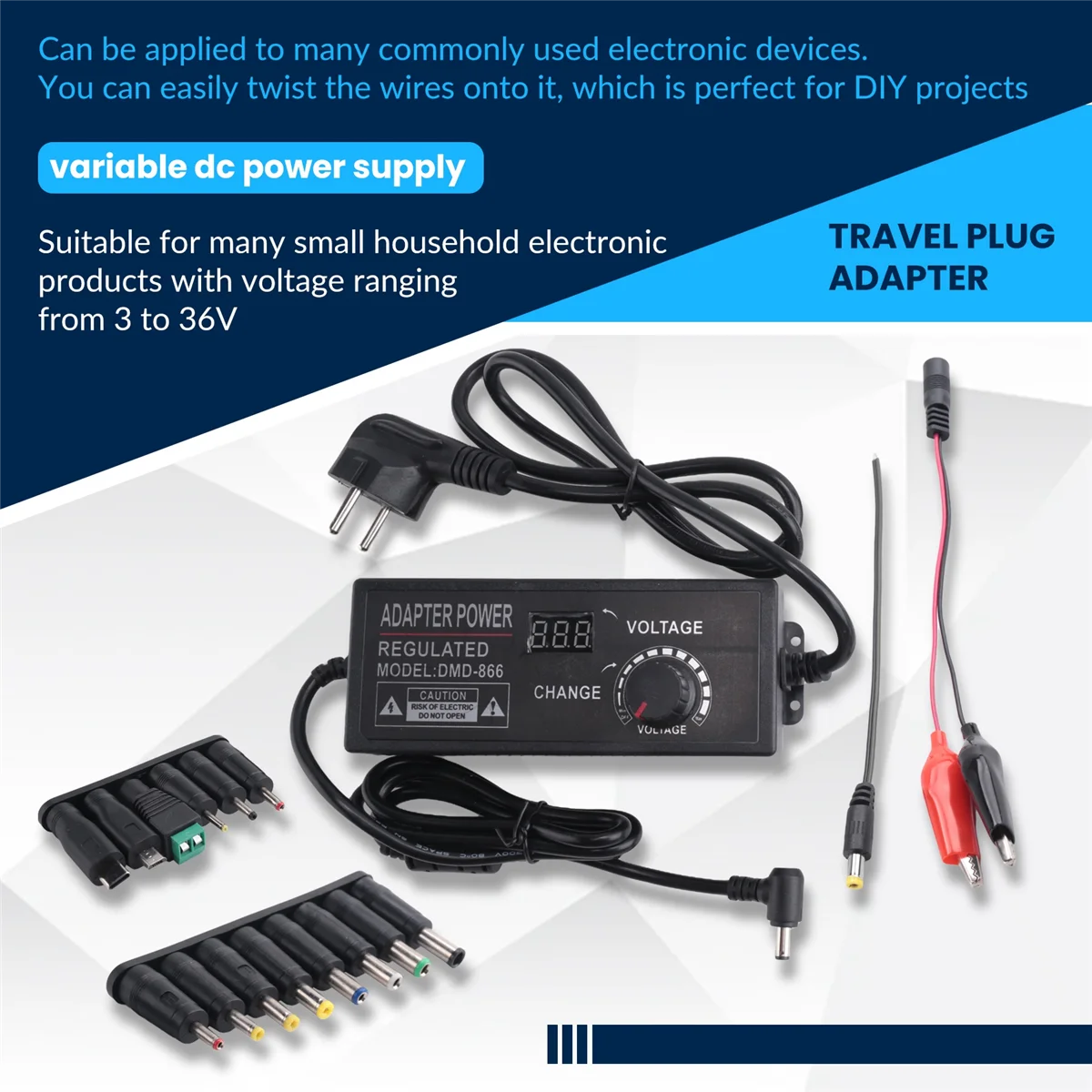 3-36V 4A 144W Universal Power Supply 3V 5V 6V 9V 12V 15V 18V 20V 24V 30V 36V Adjustable Variable Switching AC/DC EU Plug TQ
