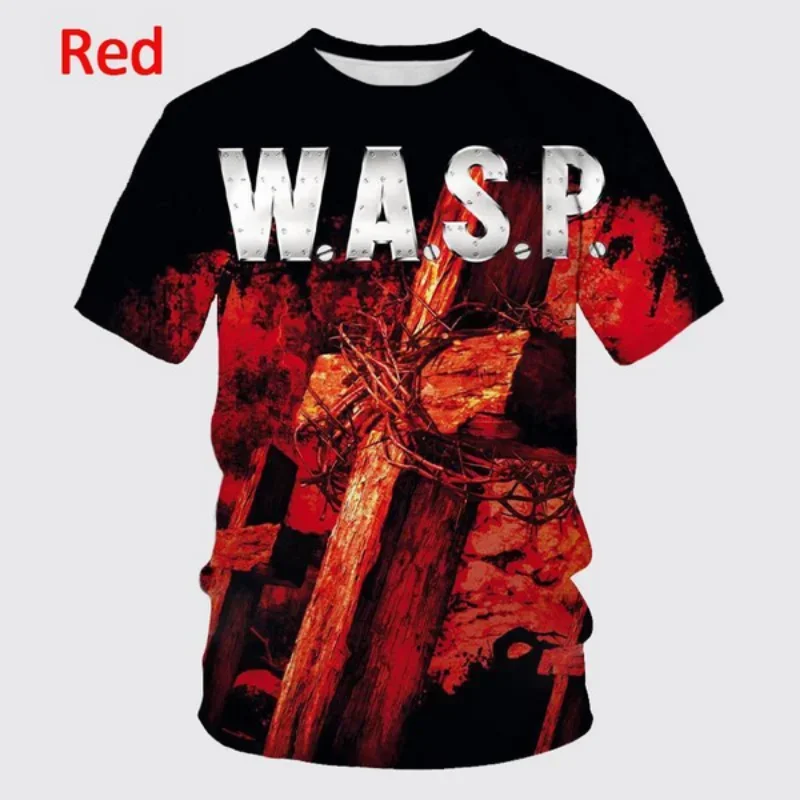 Y2K Clothing New Style W.A.S.P. 3D Print T Shirt for Men Women Summer Hip-hop Unisex Casual T-shirt Harajuku Round Neck Top Tee