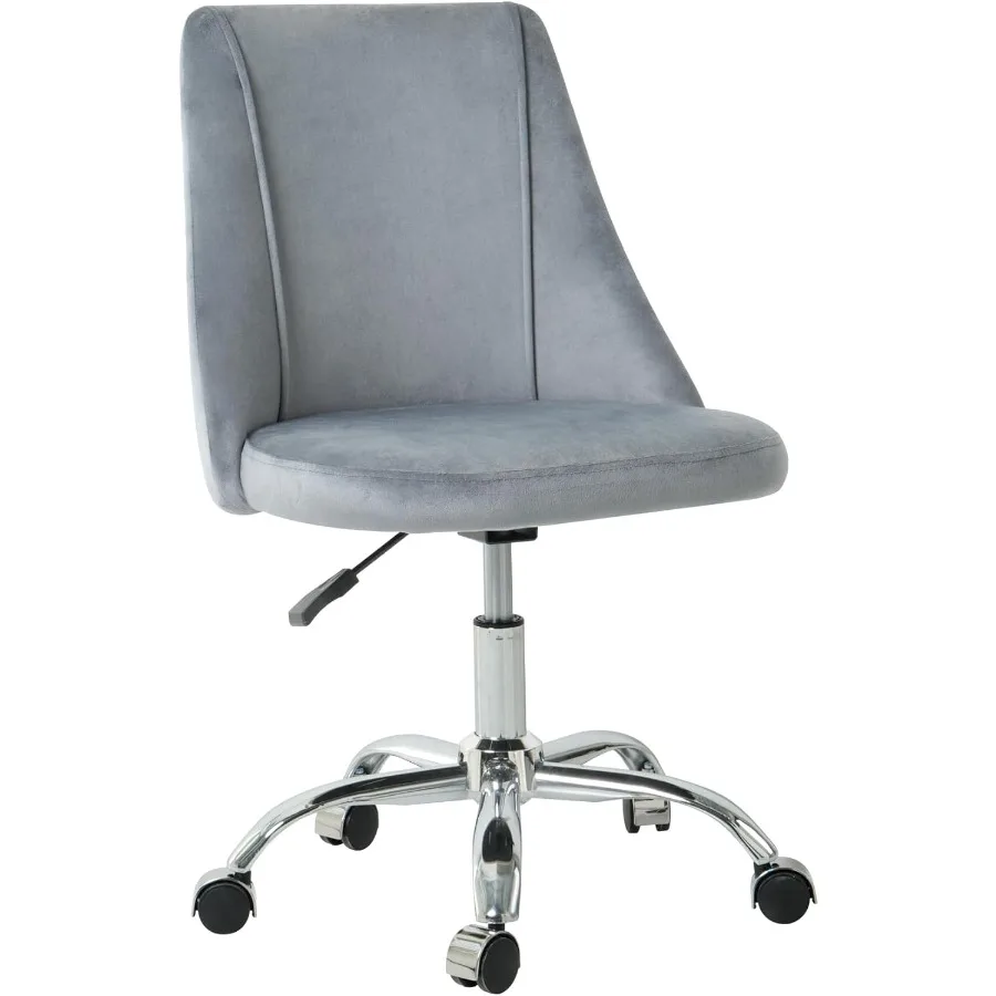 

360 Swivel Rolling Desk Chair Height Adjustable Vanity Chair with Silver Legs Cute Task Chair with Wheels for Dorm Bedroom Stud