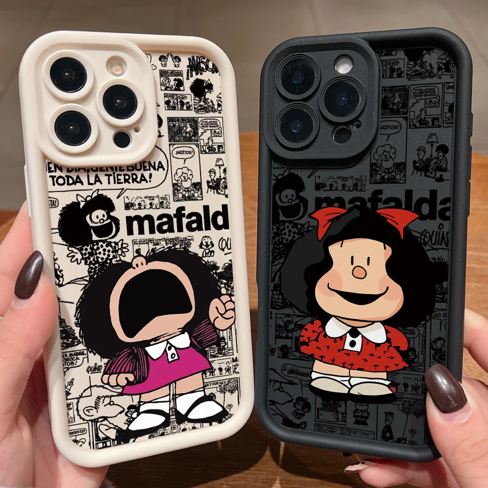 Cartoon Girl Mafaldas Phone Case for Samsung Galaxy A73 A56 A55 A54 A53 A52 A36 A34 A33 A32 A17 A16 A13 A12 A07 A06 4G 5G Cover