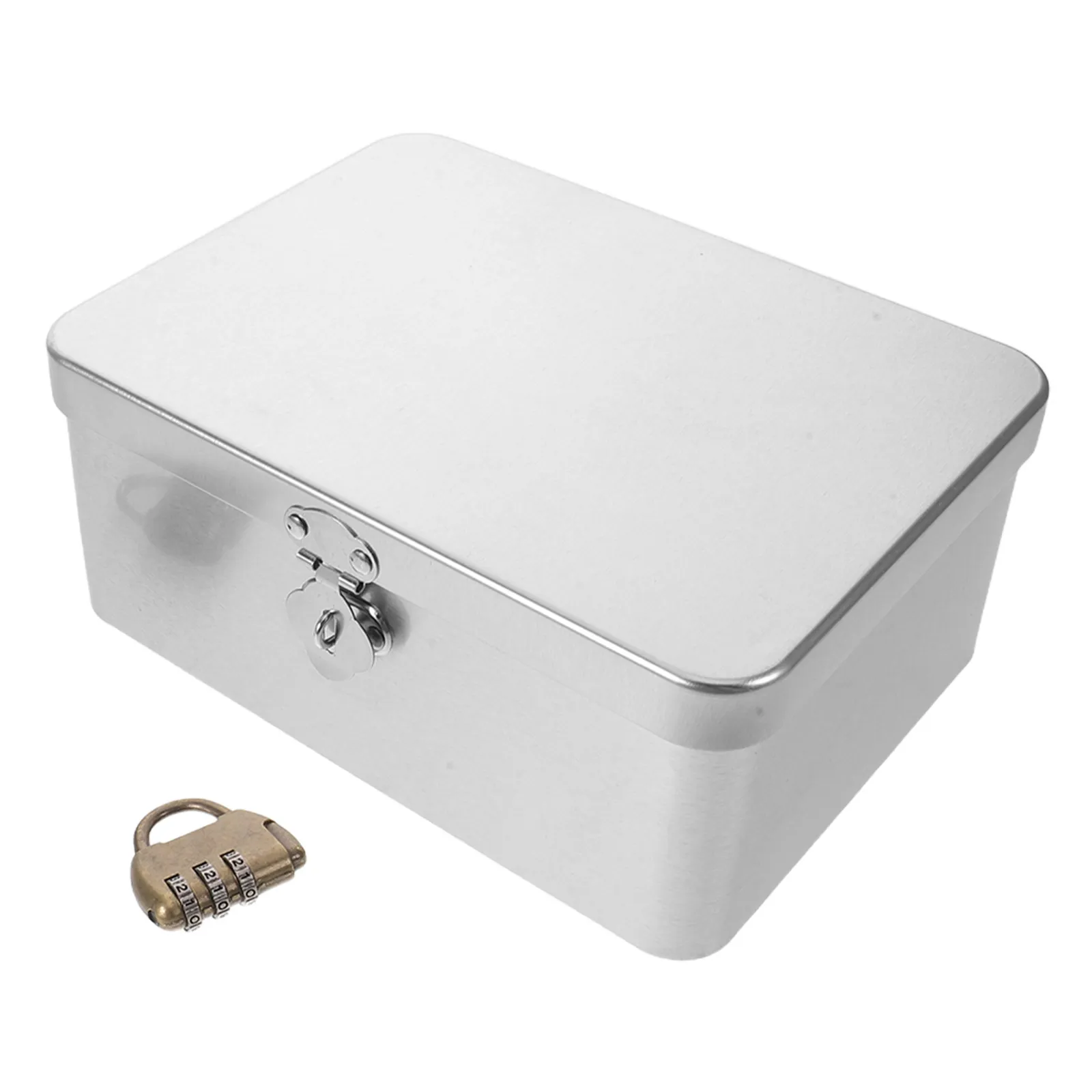 Rectangular Metal Tin Box Lockable Storage Container Large Empty Tinplate Box Desktop Organizer Candy Cookie Holder