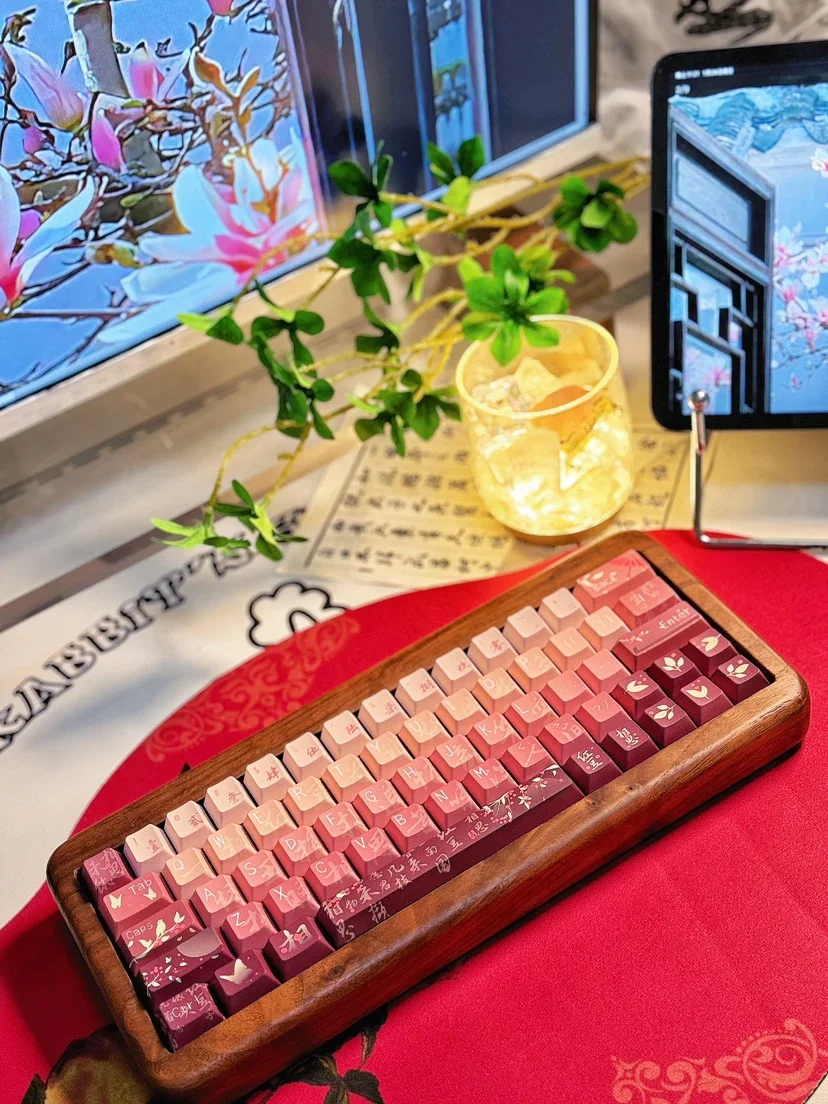 Acacia red bean tears keycap five-sided hot sublimation original height PBT antique style adapted mechanical keyboard