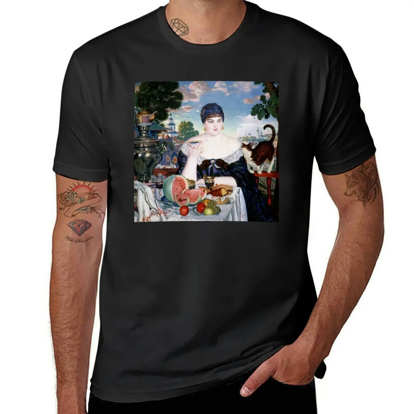 

Boris Kustodiev Merchant’s Wife at Tea T-Shirt vintage clothes korean fashion vintage anime shirt t shirt men 100℅ cotton