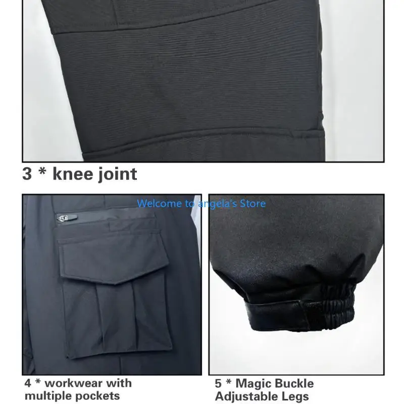 

X4YC Outdoor Enthusiast's Water Resistant Casual Pants with USB Port 18 Heated Zones Winter Trousers with Pockets for Men