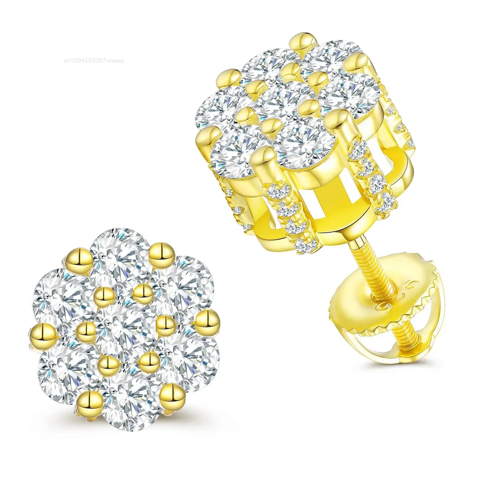 

Luxury Hiphop Style Rapper Jewlery Non-allergic 925 Sterling Silver VVS Moissanite Diamond Iced Out Honeycomb Stud Earrings