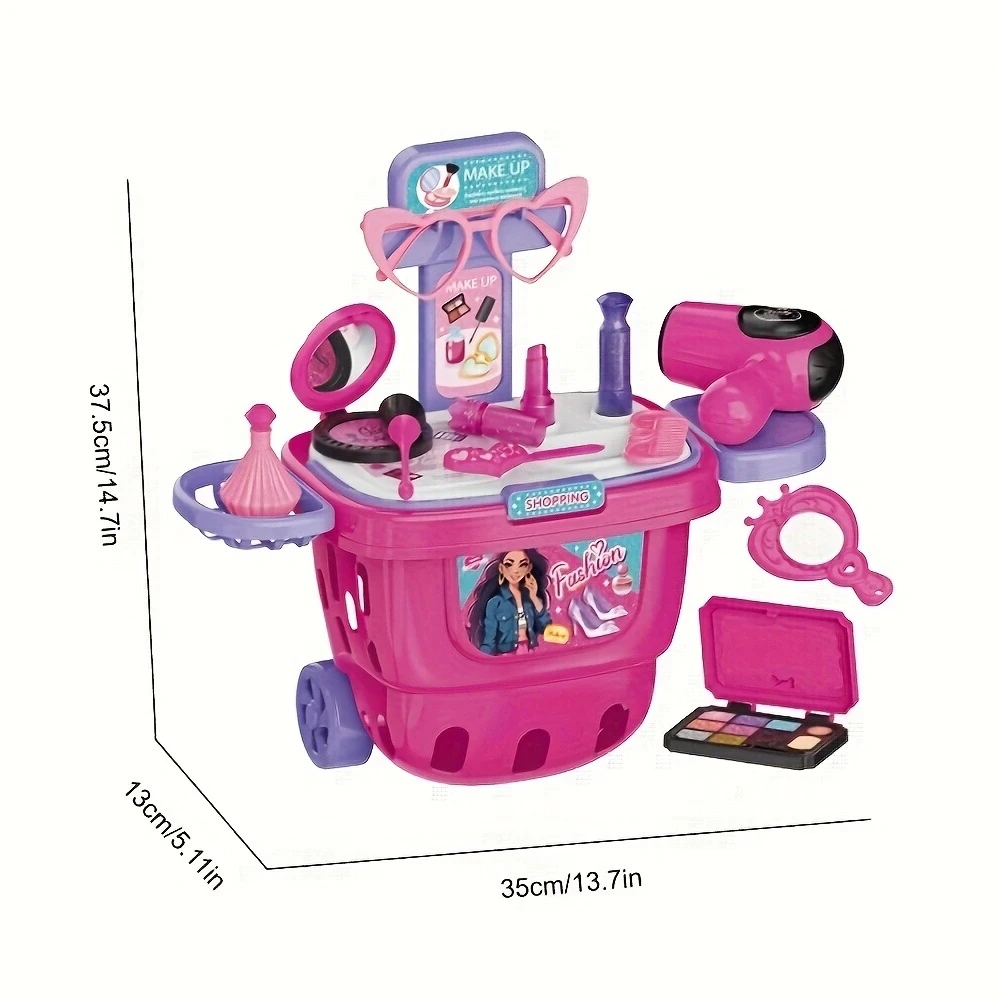 36 luxury fashion makeup and styling sets for kids with luggage, hairdryer, brushes, lipstick, mirror and bobby pins