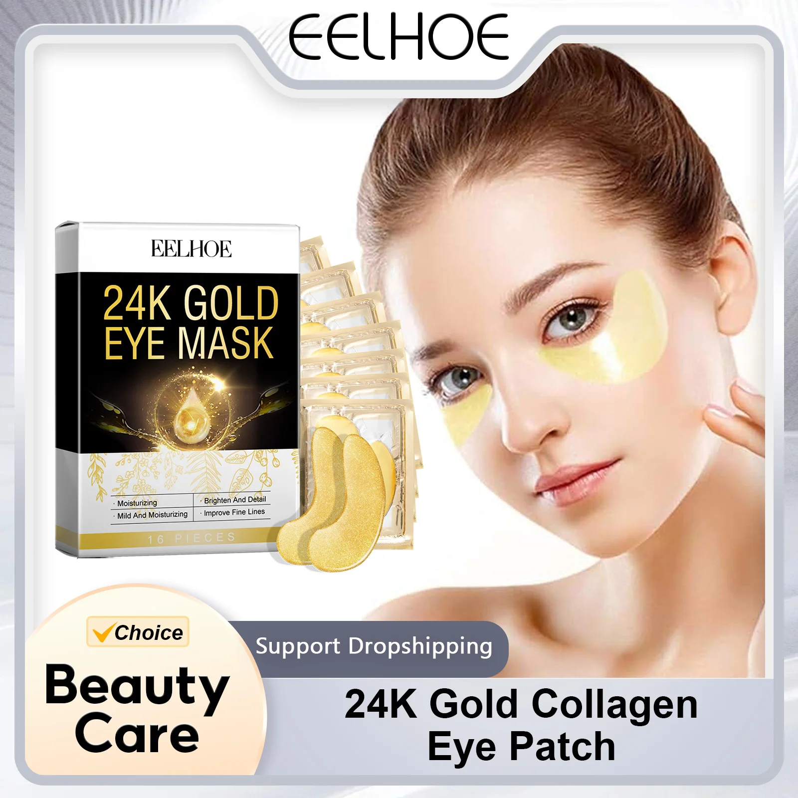 24K Gold Collagen Eye Patch Moisturizing Remove Dark Circles Firm Repair Eye Serum Hyaluronic Acid Relieve Eye Fatigue Eye Mask