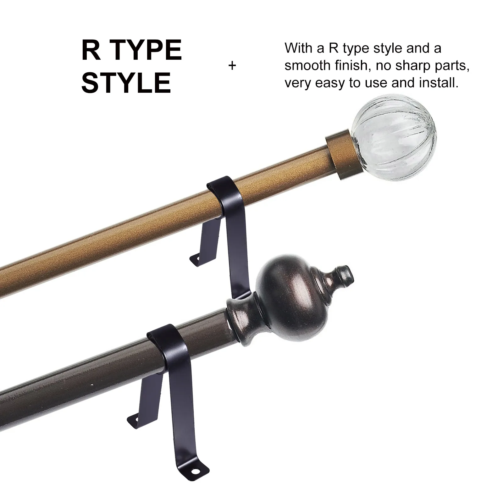 

3Pcs Curtain Rod Brackets R-Type Style Smooth Finish Steel Window Dressing Hardwares Adjusting Support Bases 25mm