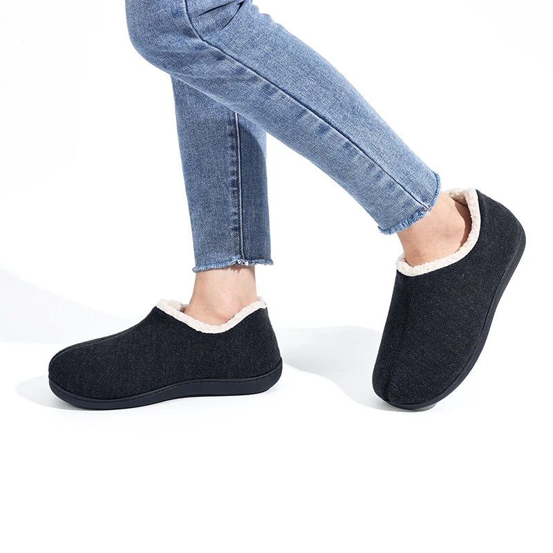 Shevalues Damen Winter Baumwollschuhe Warme Fleece-Gefütterte Indoor-Outdoor Fell-Hausschuhe Rutschfeste Gummisohlen Herren Flauschige Hausschuhe – Detail 17