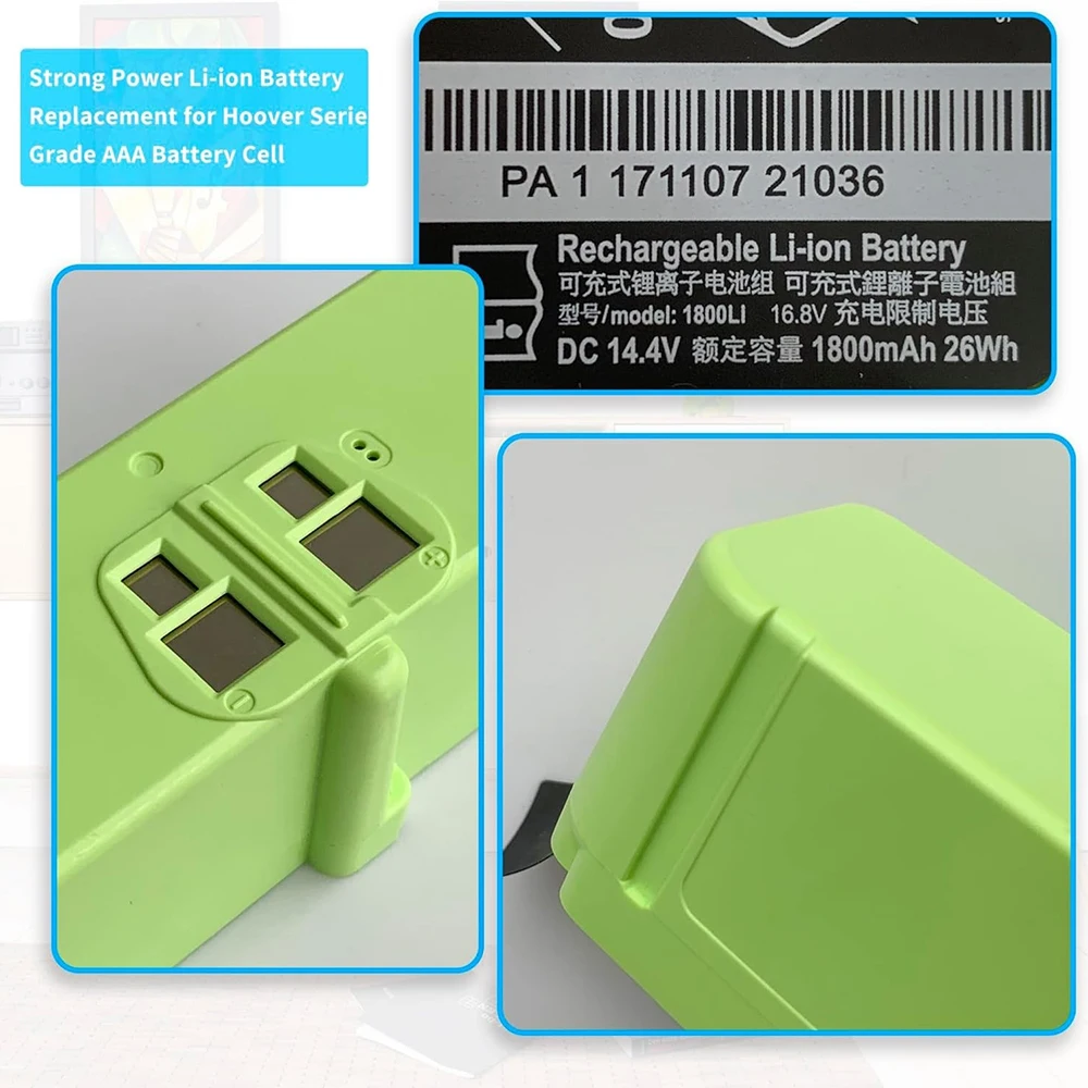

14.4V 3300-6800mAh Replacement Battery for iRobot Roomba 600/700/800/900 Series, Grade A Cells for Safety