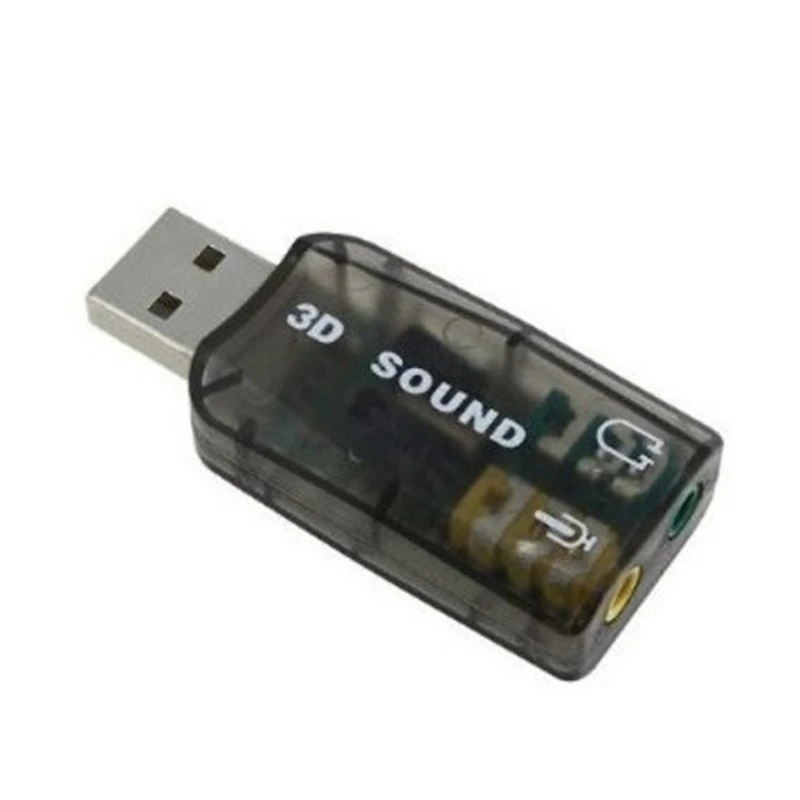 Mini External 5.1 Channel 3D USB Sound Card Adapter 3.5mm Port for Speaker Mic Earphone Laptop Desktop Windows Computer Notebook