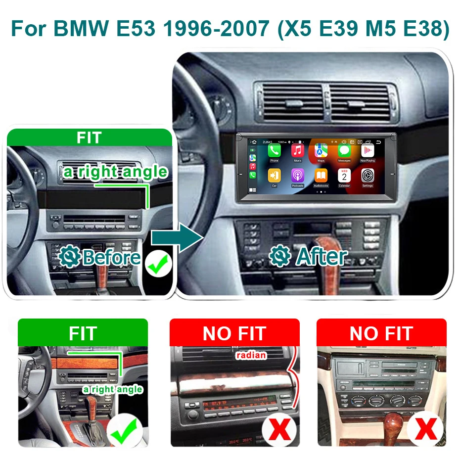 2 DIN 10.25'' Carplay Android 13 Car Radio For BMW X5 E53 E39 M5 E38 1996-2007 Android AUTO Stereo Multimedia player Bluetooth