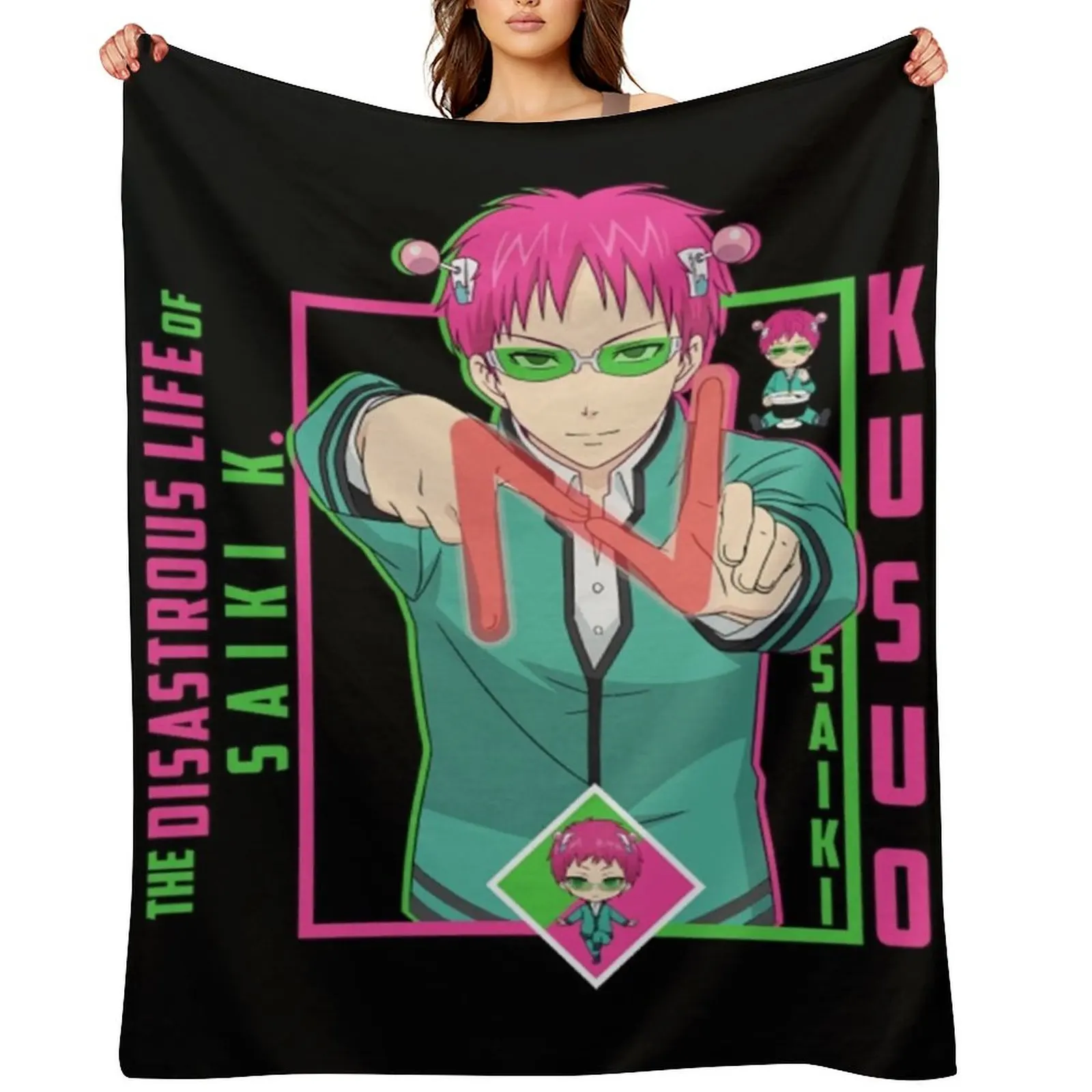 Saiki K T-ShirtThe Disastrous Life of Saiki K. - Saiki Kusuo Throw Blanket Softest Luxury Designer Travel Blankets