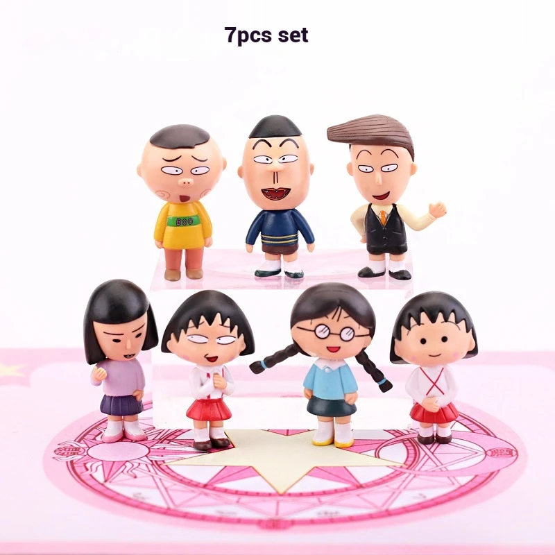 Chibi Maruko-Chan Figure Pvc Model Car Desktop Ornament Maruko Anime Figure Collection Toys Cartoon Doll Decoration Kids Gift